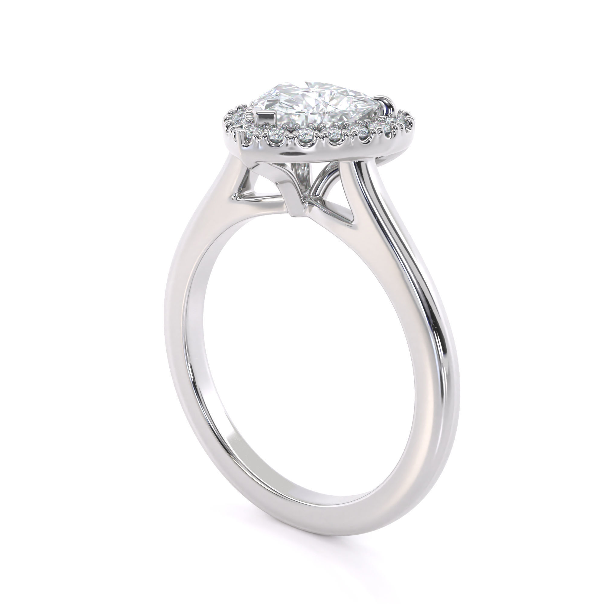 Haert Cut Halo Engagement Ring 3D print model_7