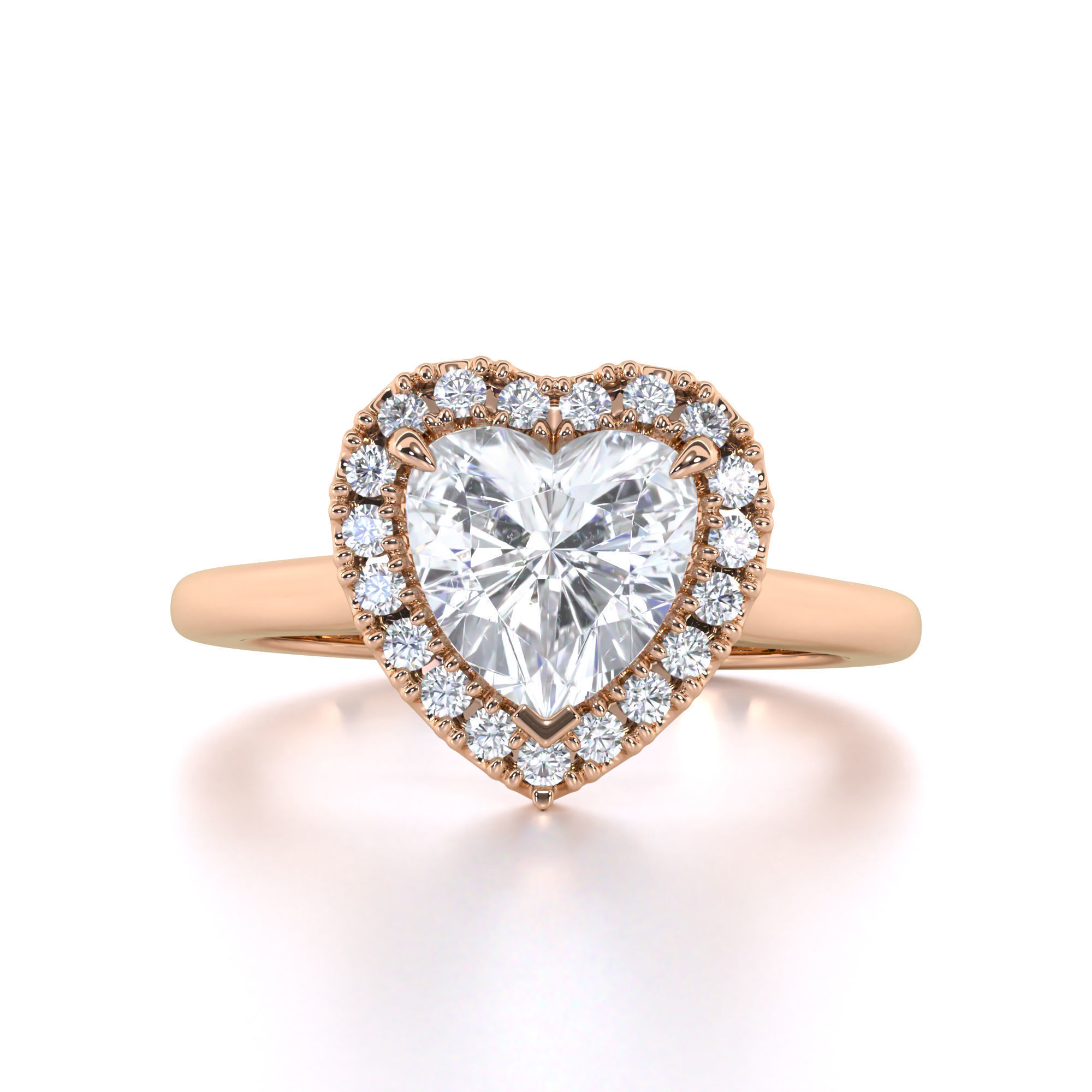 Haert Cut Halo Engagement Ring 3D print model_6