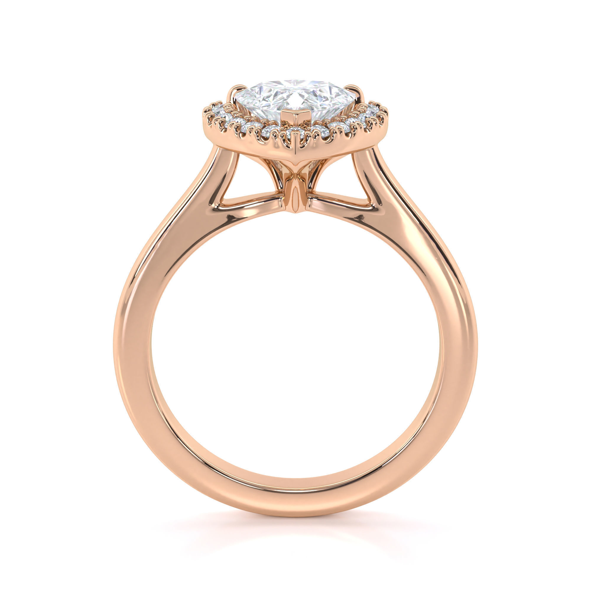 Haert Cut Halo Engagement Ring 3D print model_12
