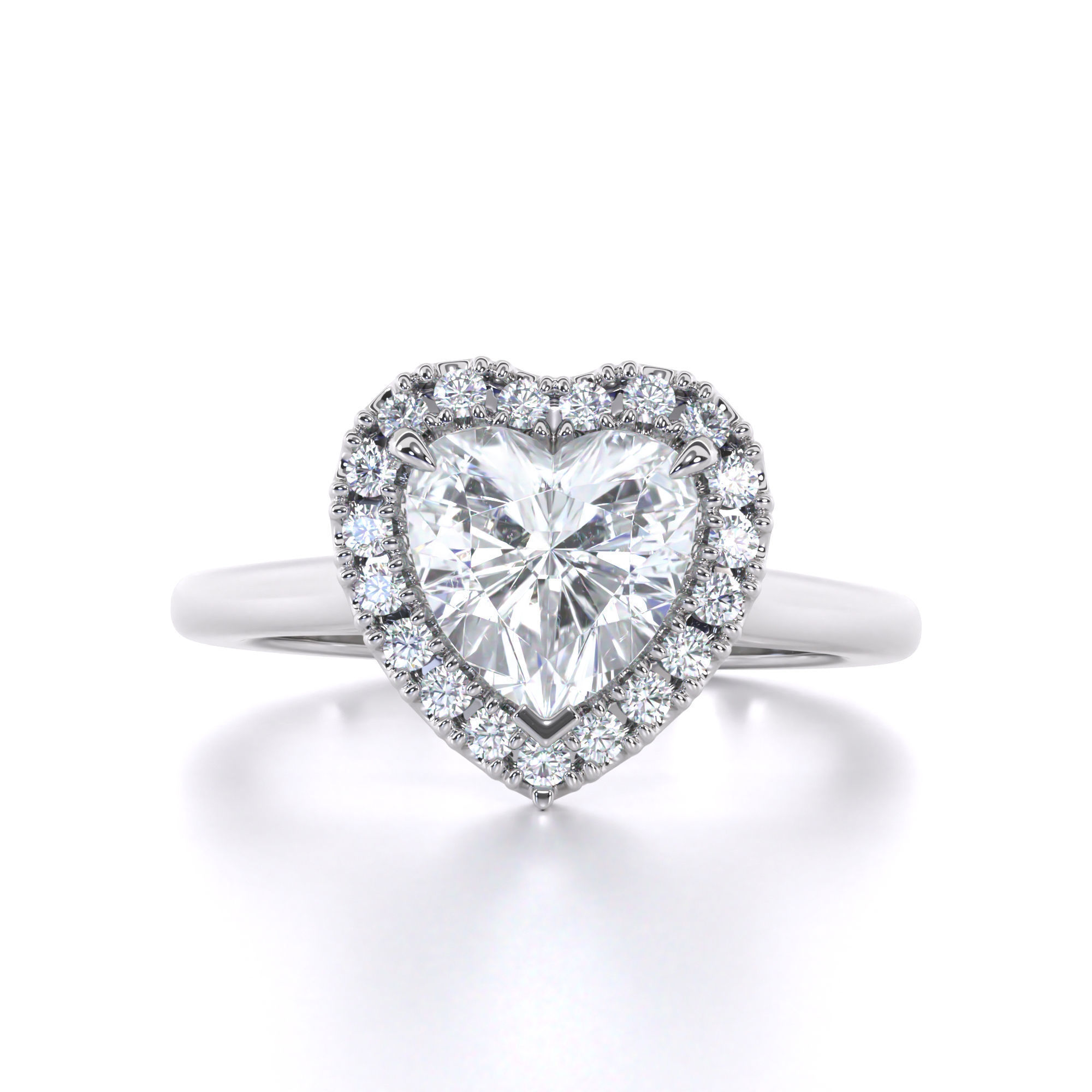 Haert Cut Halo Engagement Ring 3D print model_4