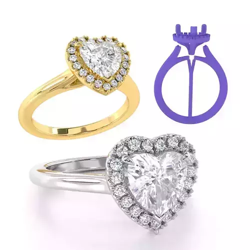 Haert Cut Halo Engagement Ring 3D print model Haert Cut Halo Engagement Ring 3D print model