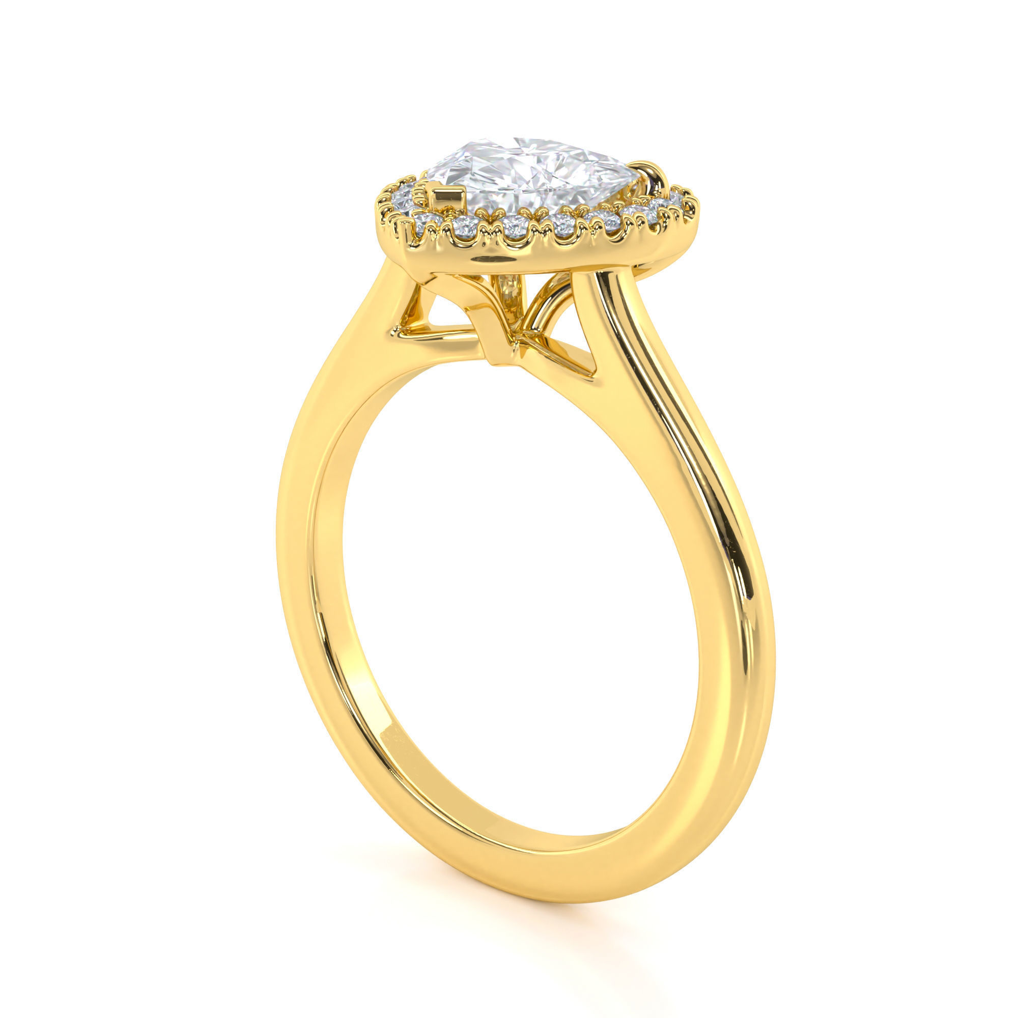 Haert Cut Halo Engagement Ring 3D print model_8