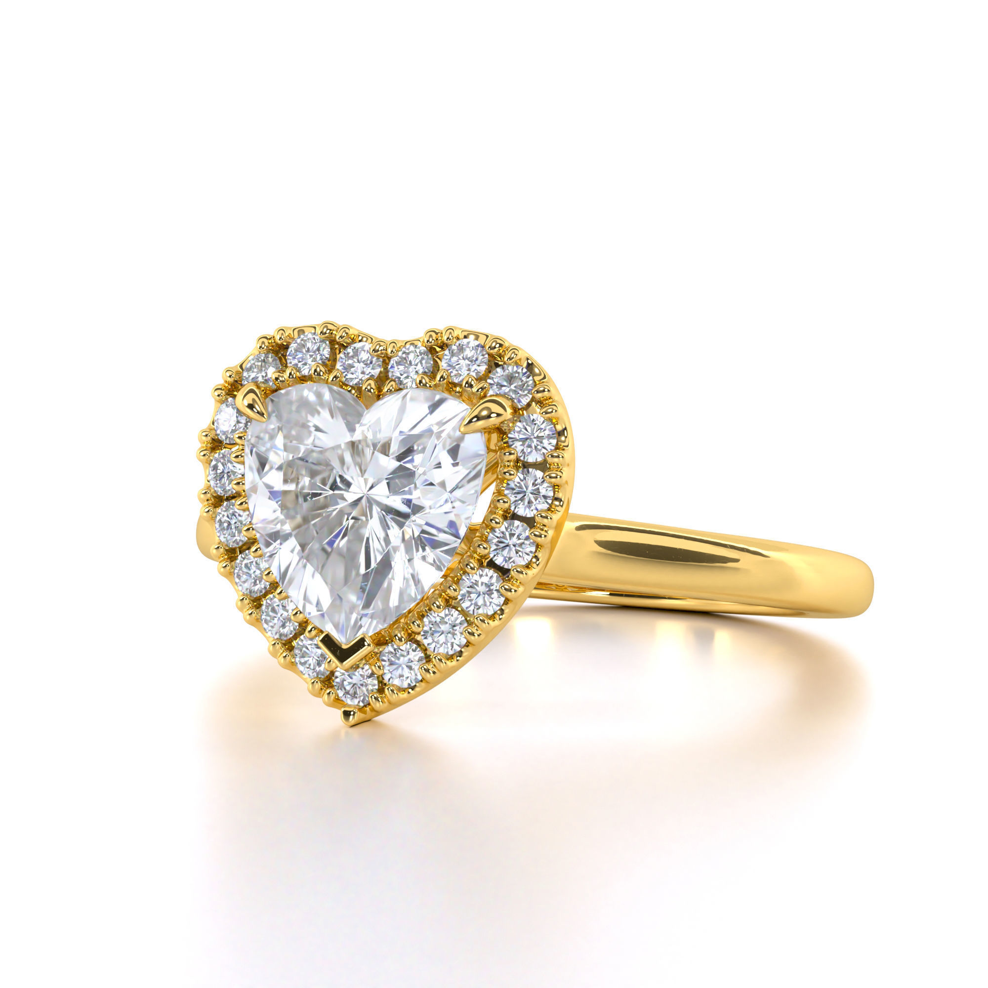 Haert Cut Halo Engagement Ring 3D print model_2