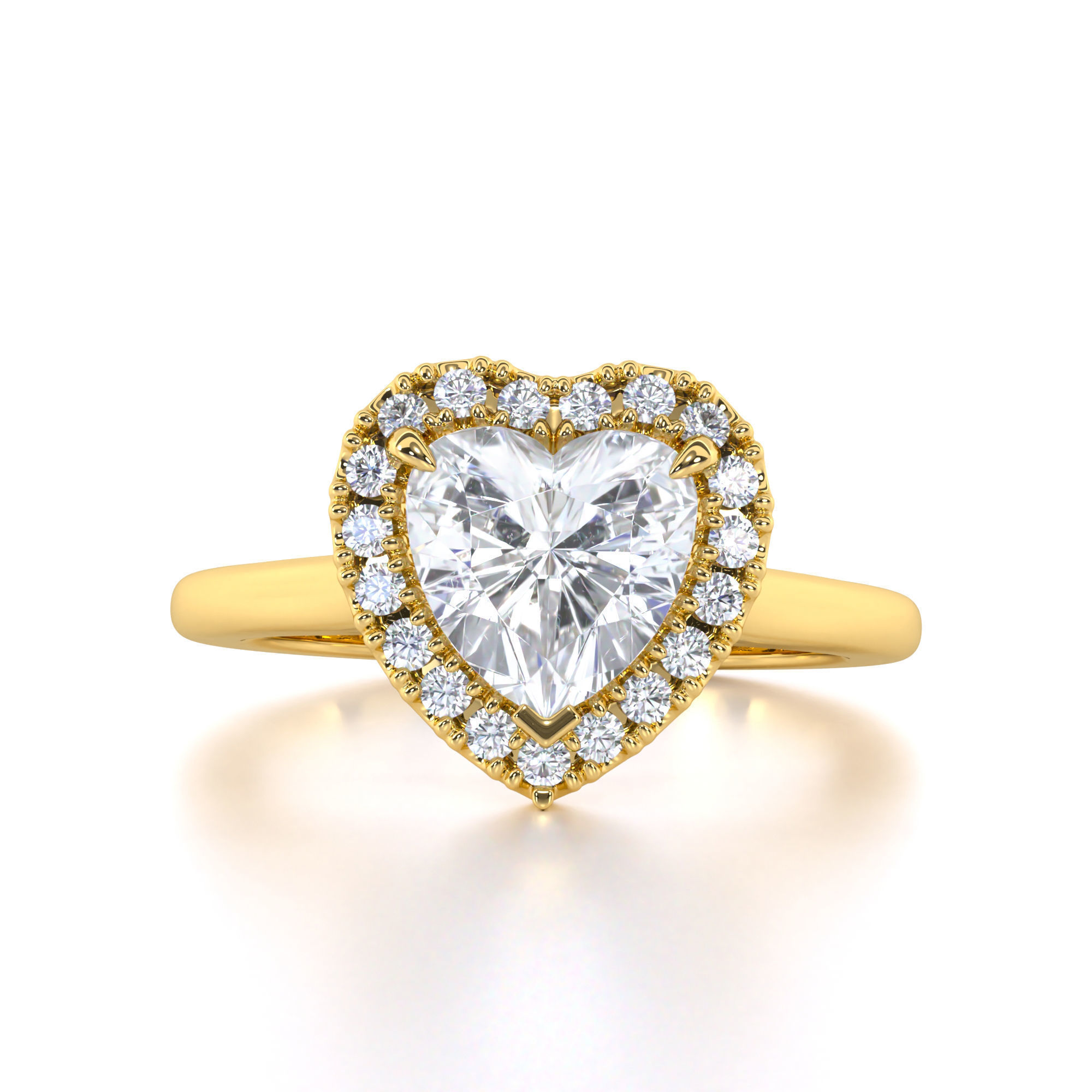 Haert Cut Halo Engagement Ring 3D print model_5