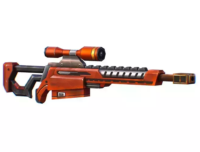 LowPoly Cartoon Sci-Fi Sniper Rifle Future