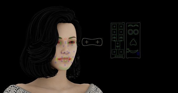 Realistic Casual Female Character Body and Facial Rig Low-poly 3D model