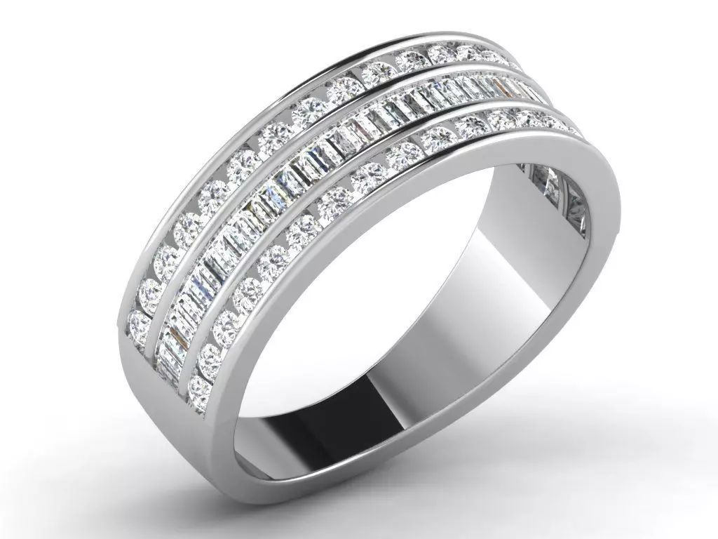 Light Weight White Gold Diamond Ring DR-6468 3D print model_0