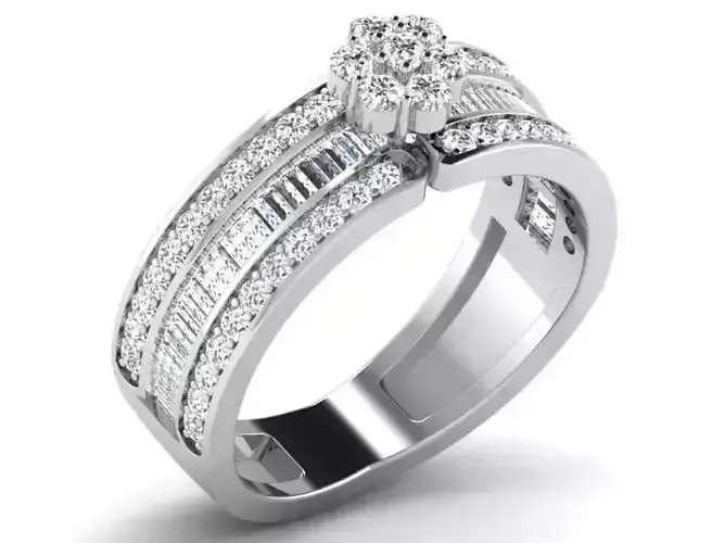 Light Weight White Gold Diamond Ring DR-6469 3D print model