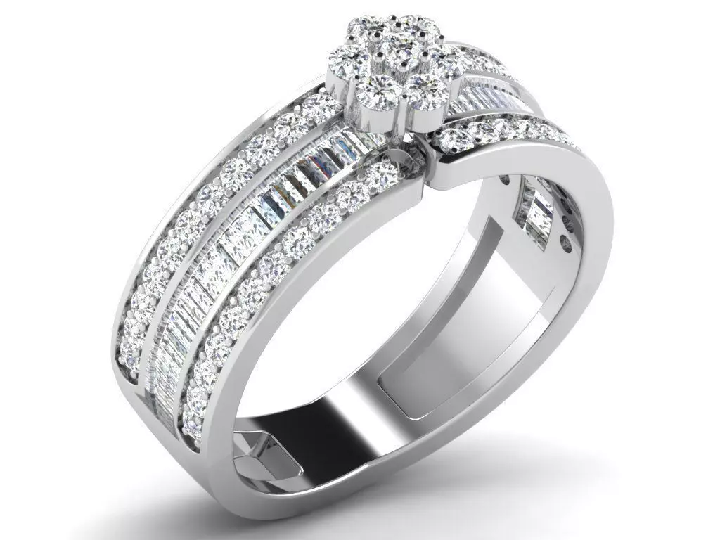 Light Weight White Gold Diamond Ring DR-6469 3D print model