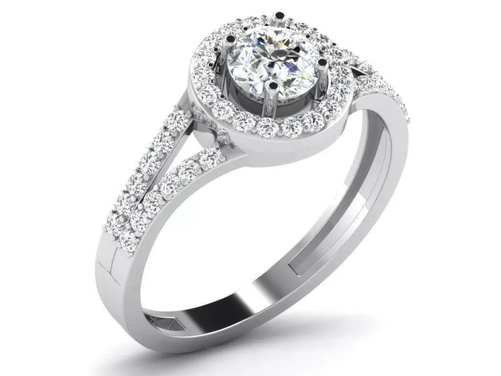 Light Weight White Gold Diamond Ring DR-6479 3D print model