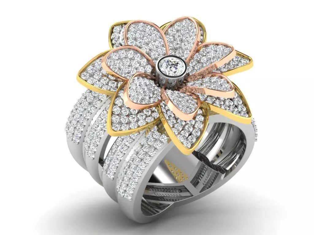 Light Weight White Gold Diamond Ring DR-6484 3D print model
