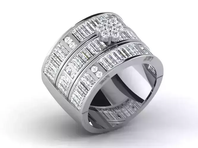 Light Weight White Gold Diamond Ring DR-6495 3D print model
