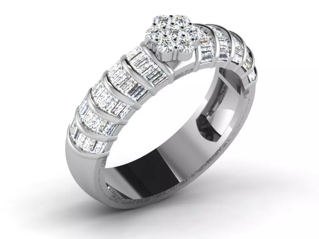 Light Weight White Gold Diamond Ring DR-6497 3D print model