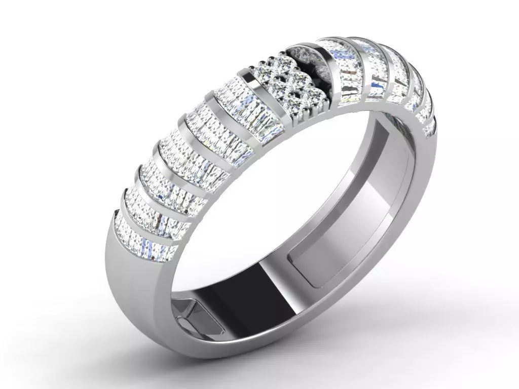 Light Weight White Gold Diamond Ring DR-6498 3D print model