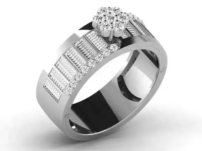 Light Weight White Gold Diamond Ring DR-6499 3D print model