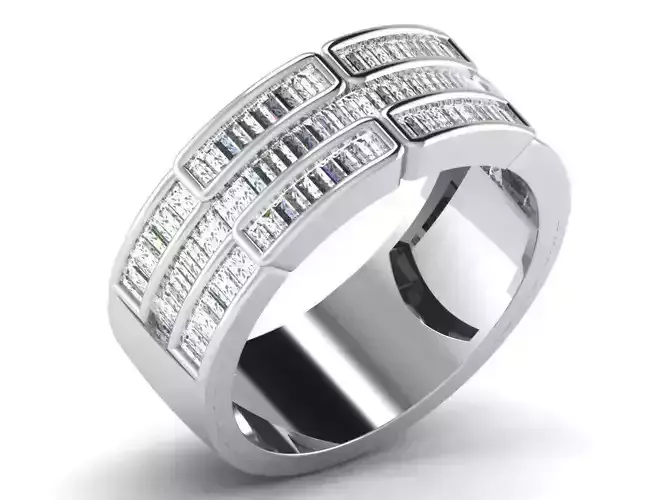 Light Weight White Gold Diamond Ring DR-6502 3D print model