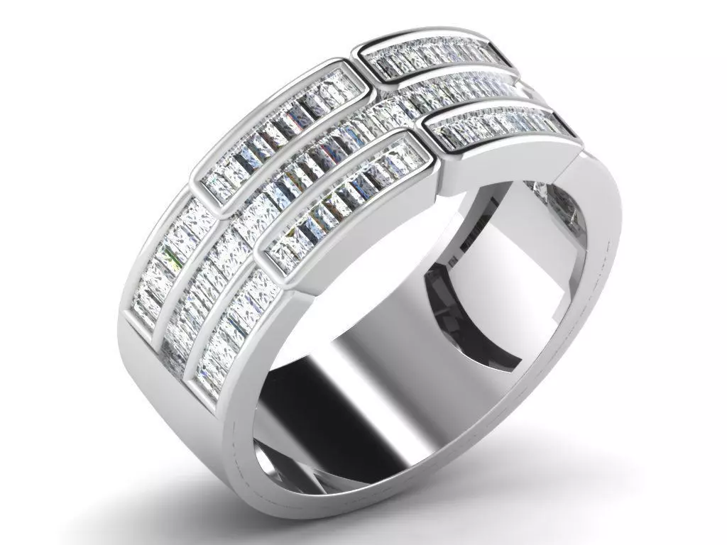 Light Weight White Gold Diamond Ring DR-6502 3D print model