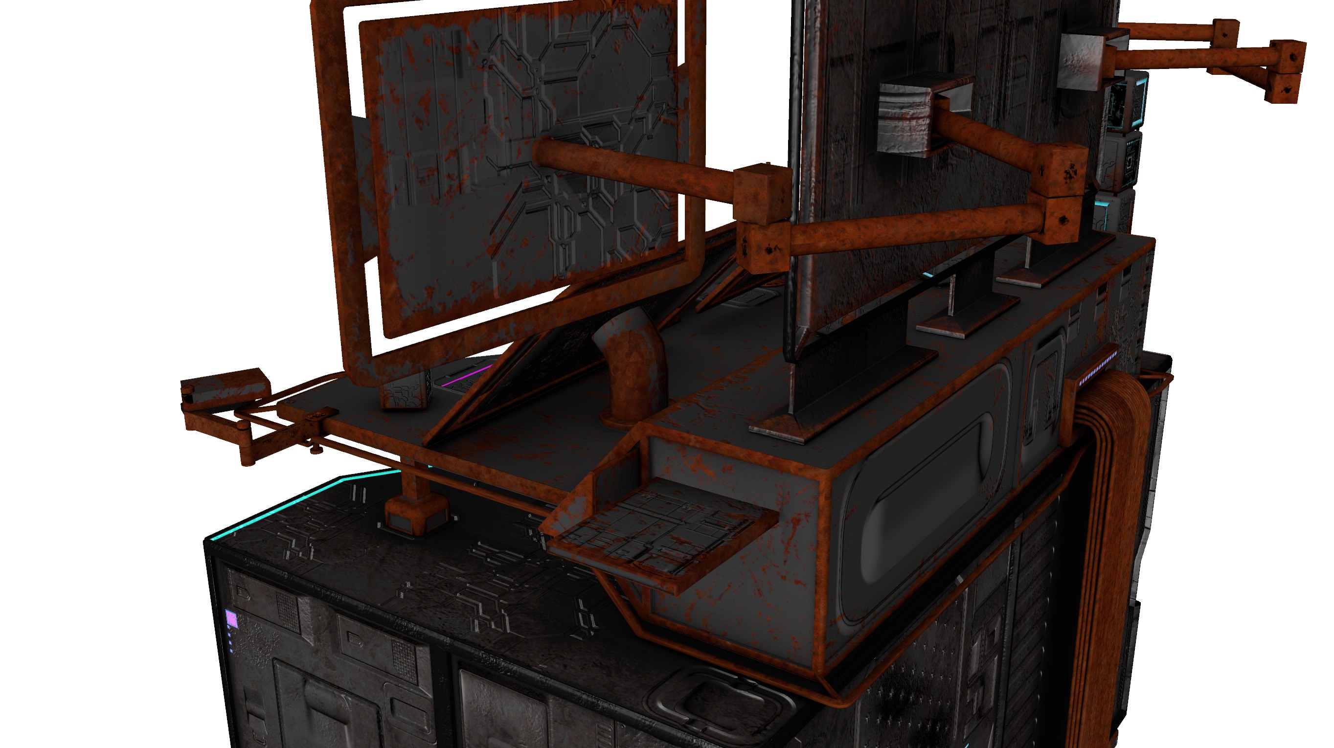 Cyberpunk rusty table Low-poly 3D model_19
