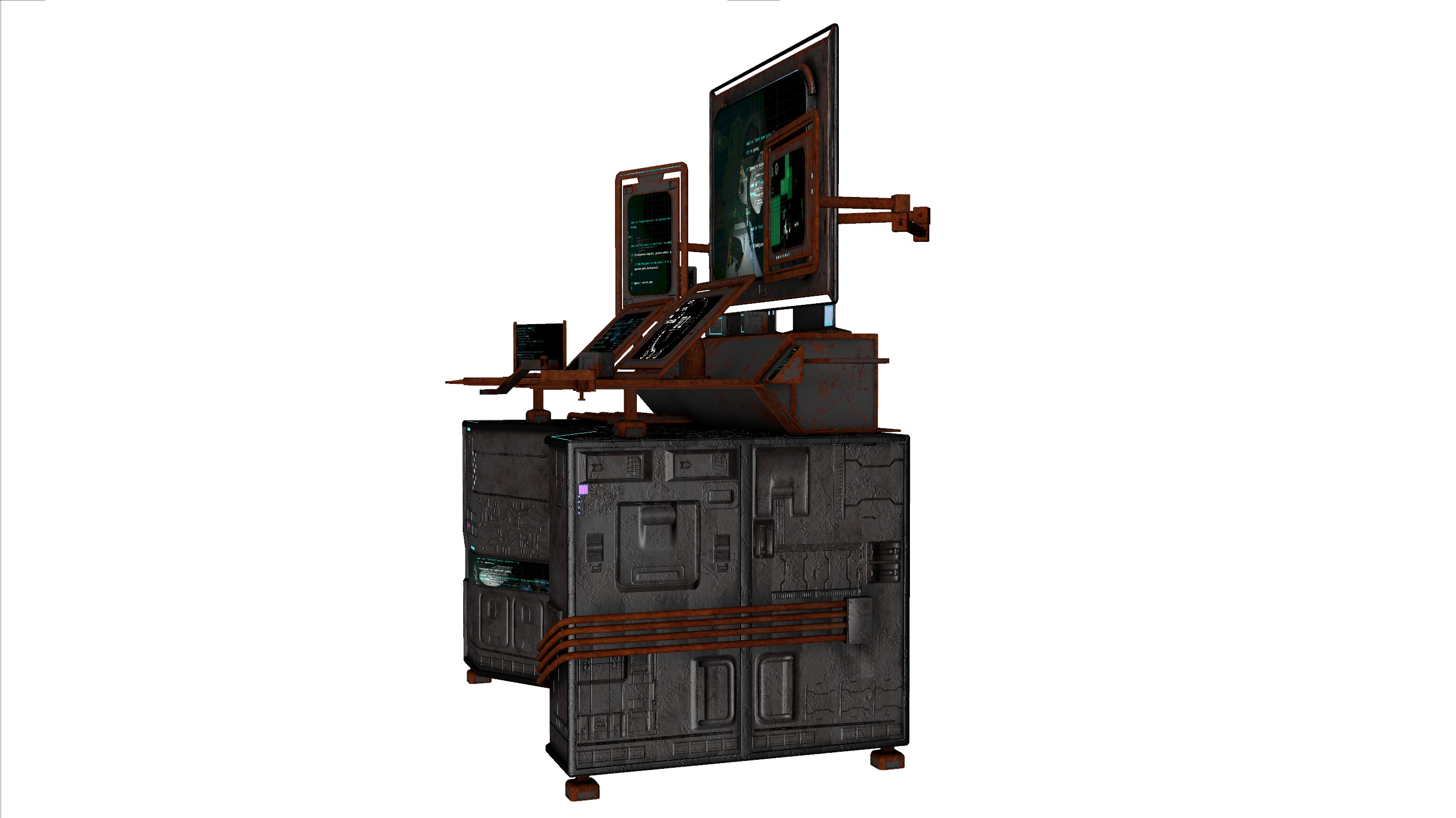 Cyberpunk rusty table Low-poly 3D model_10