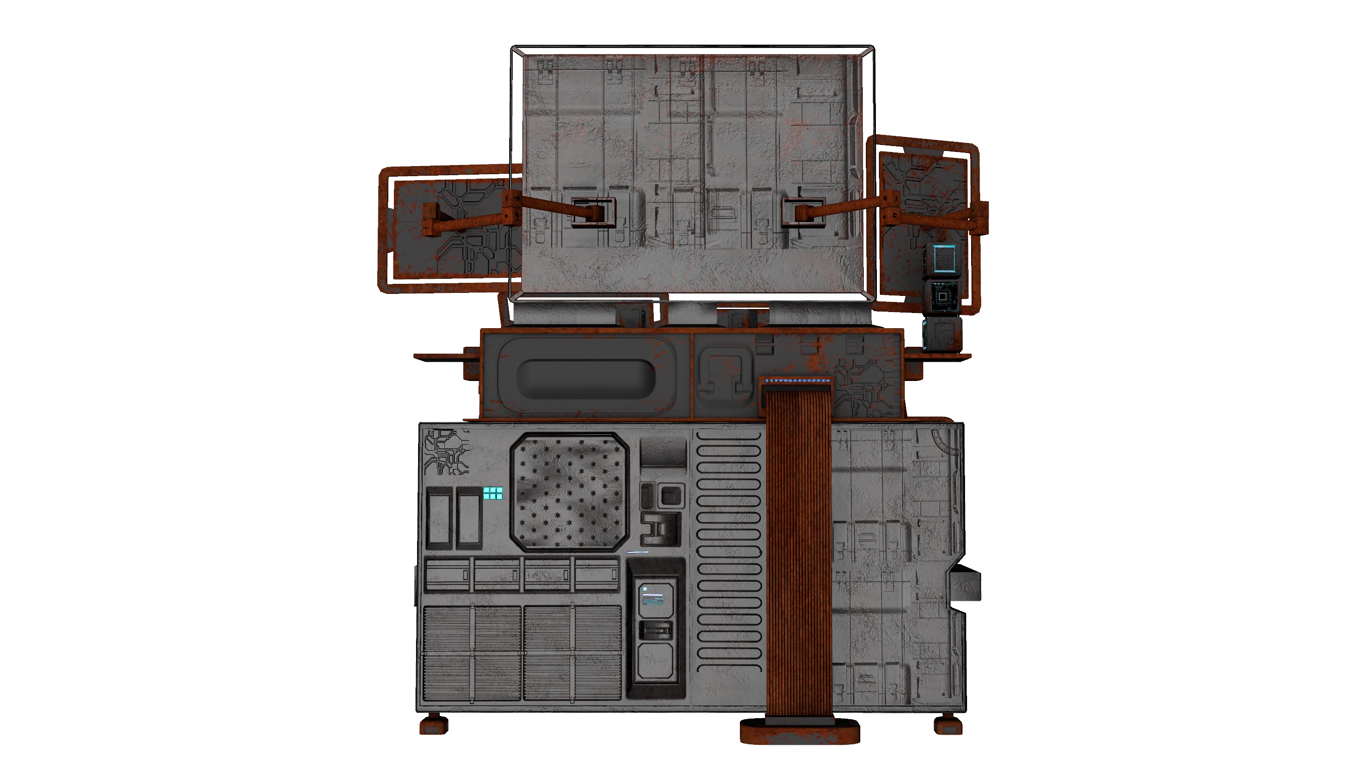 Cyberpunk rusty table Low-poly 3D model_13