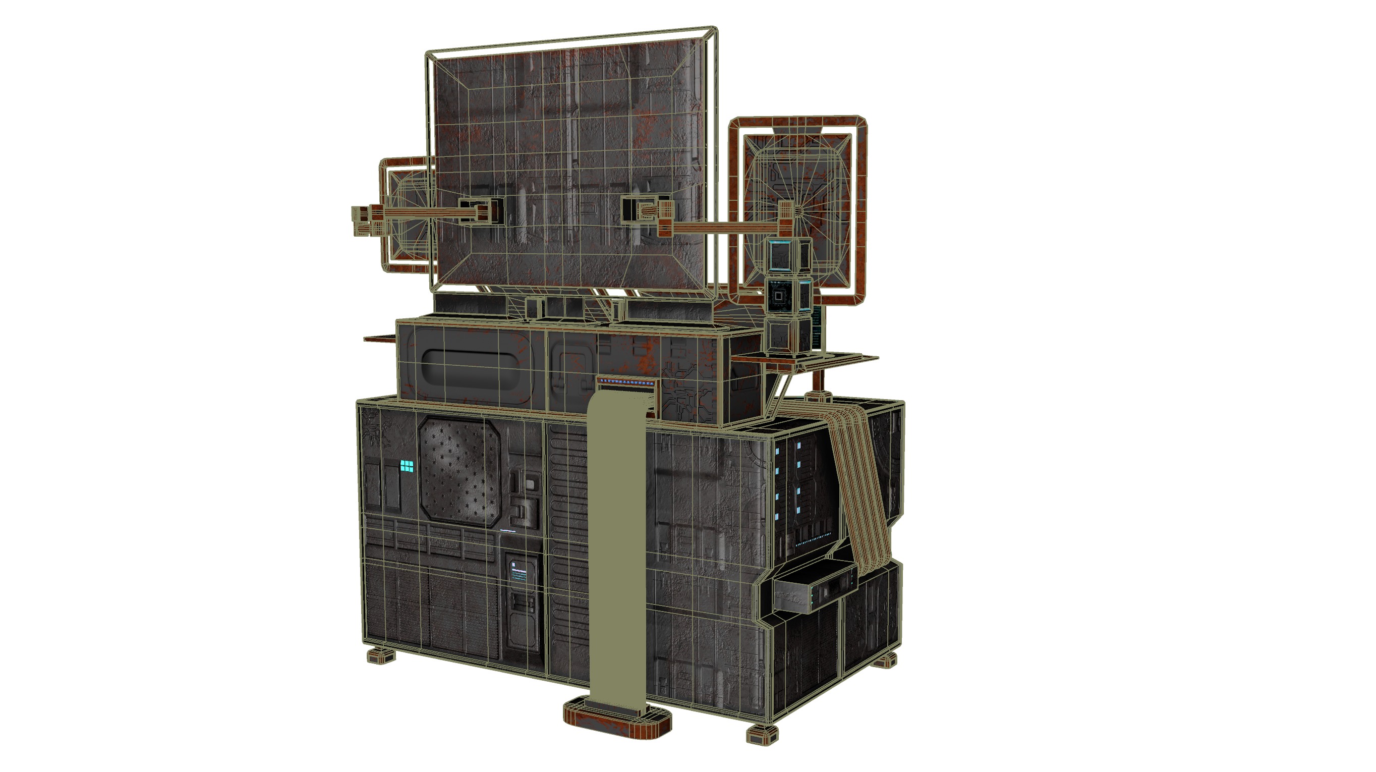 Cyberpunk rusty table Low-poly 3D model_23