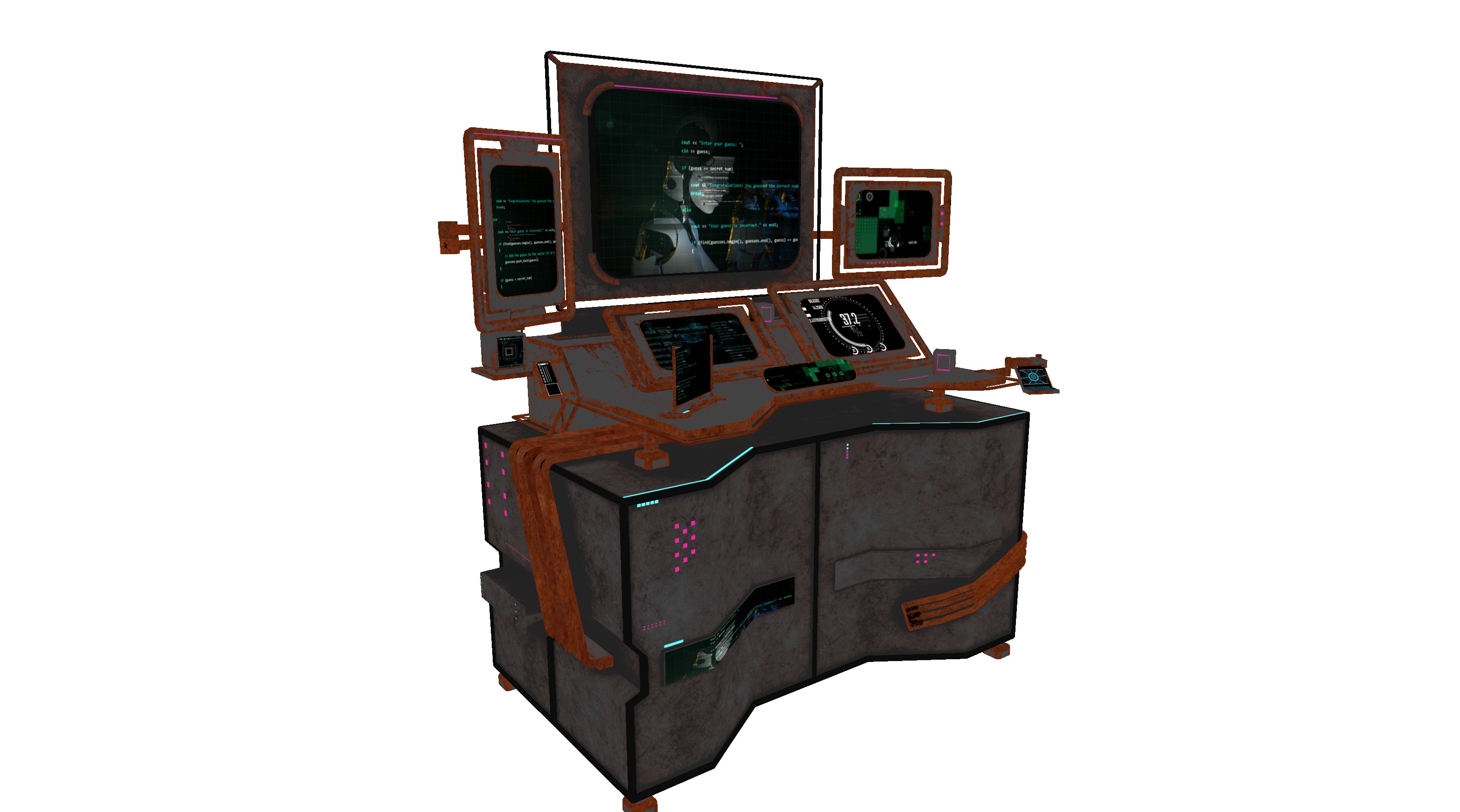 Cyberpunk rusty table Low-poly 3D model_25