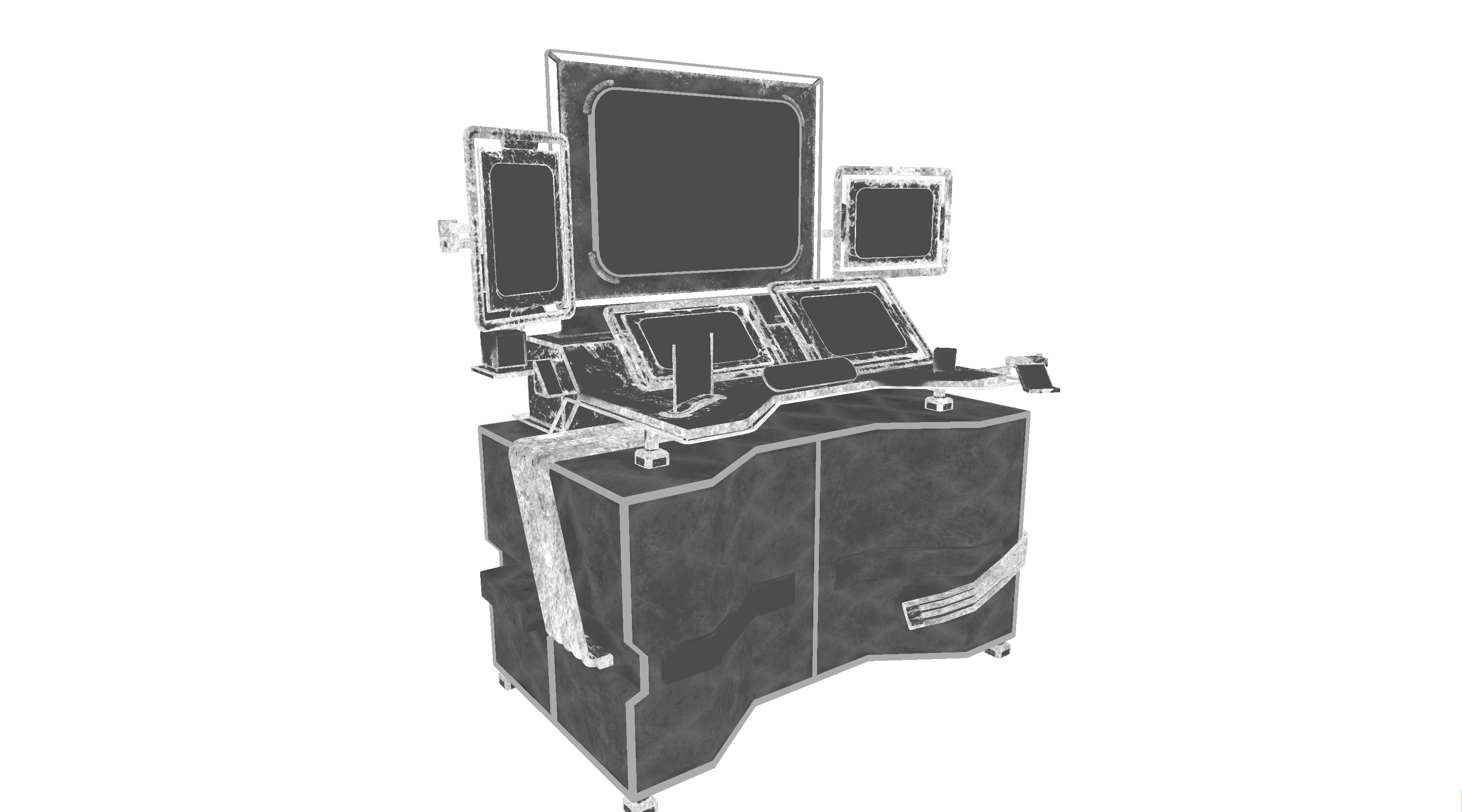 Cyberpunk rusty table Low-poly 3D model_29