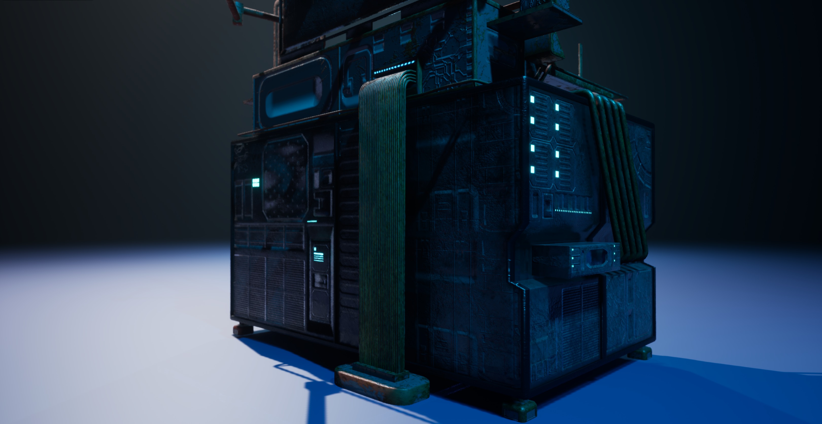 Cyberpunk rusty table Low-poly 3D model_5