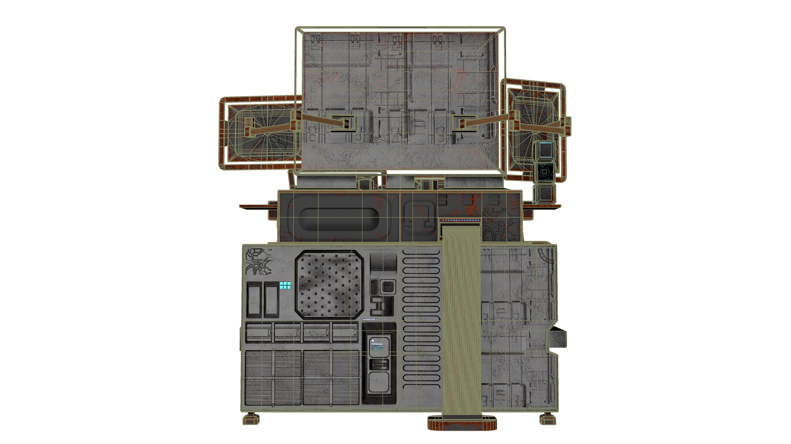 Cyberpunk rusty table Low-poly 3D model_14