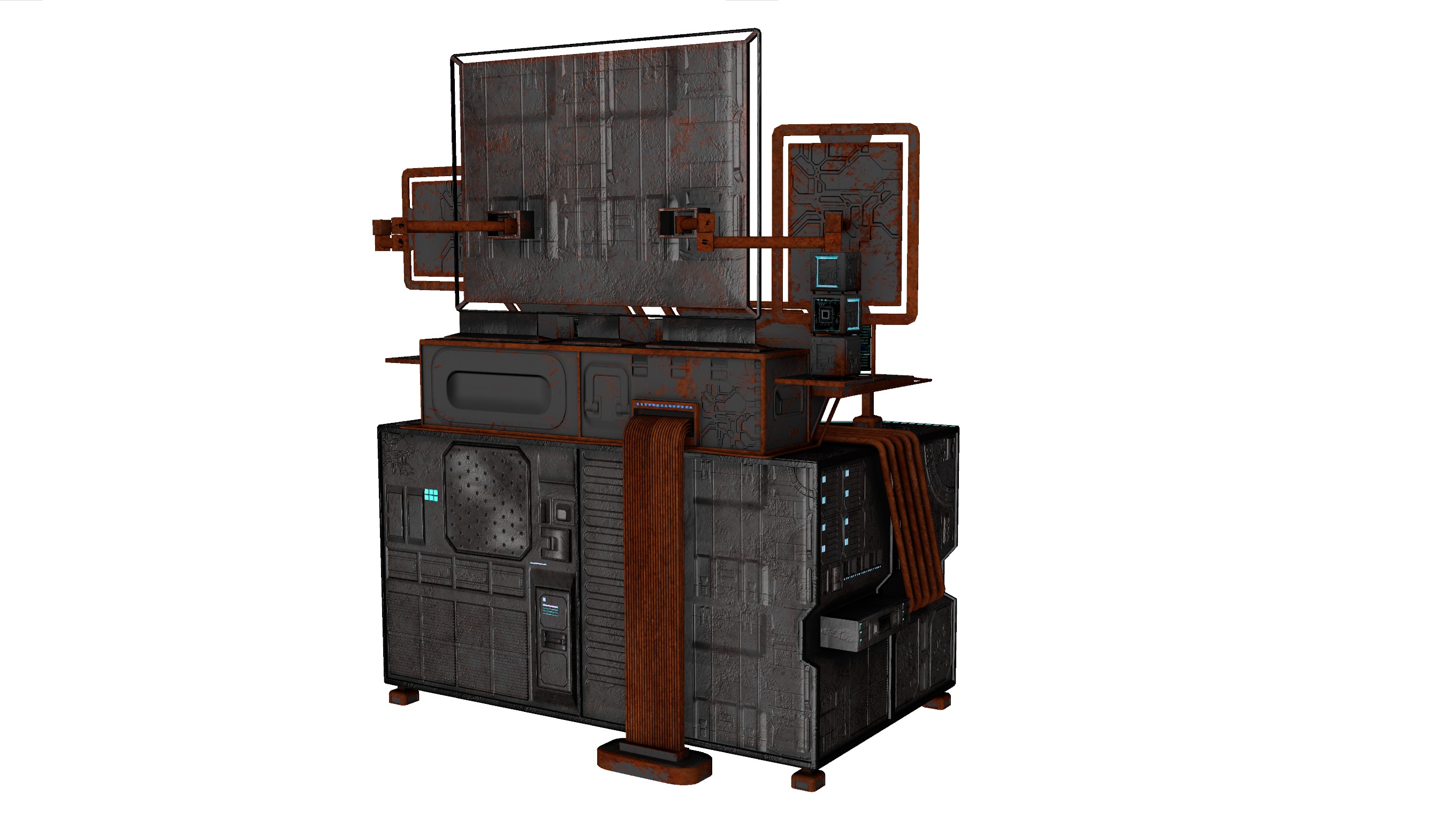 Cyberpunk rusty table Low-poly 3D model_22