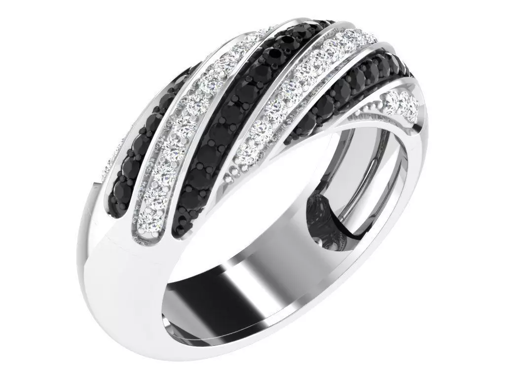 Light Weight White Gold Diamond Ring DR-6506 3D print model