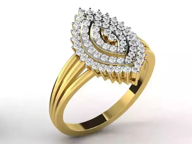 Light Weight Yellow Gold Diamond Ring DR-6531