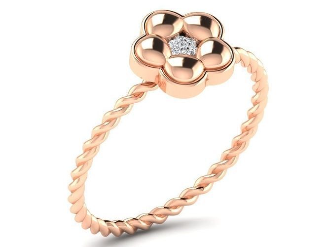 Light Weight Rose Gold Diamond Ring DR-6551 3D print model