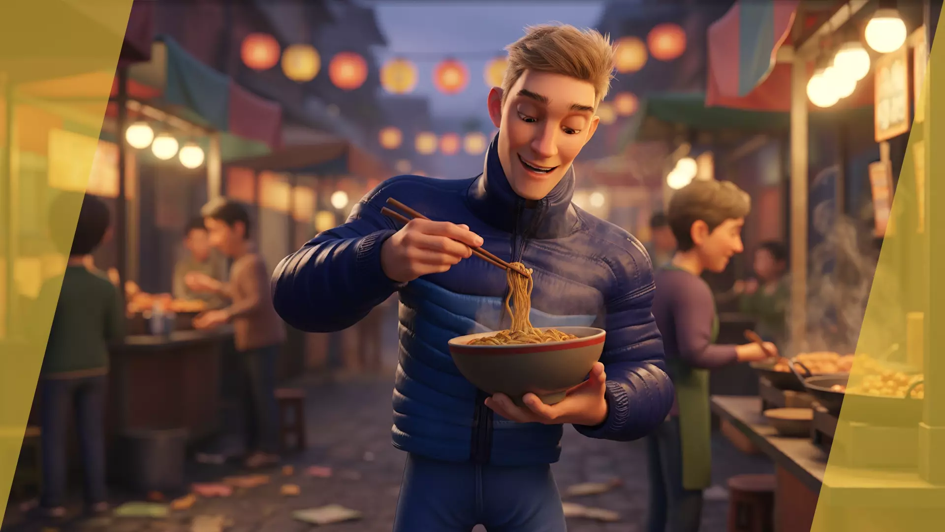 Stylized Man in blue winter jacket Low-poly 3D model_4