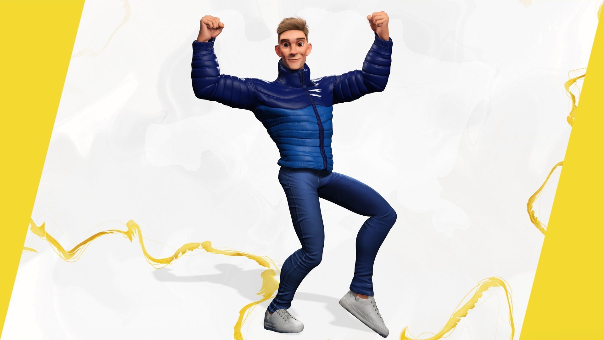 Stylized Man in blue winter jacket Low-poly 3D model_12