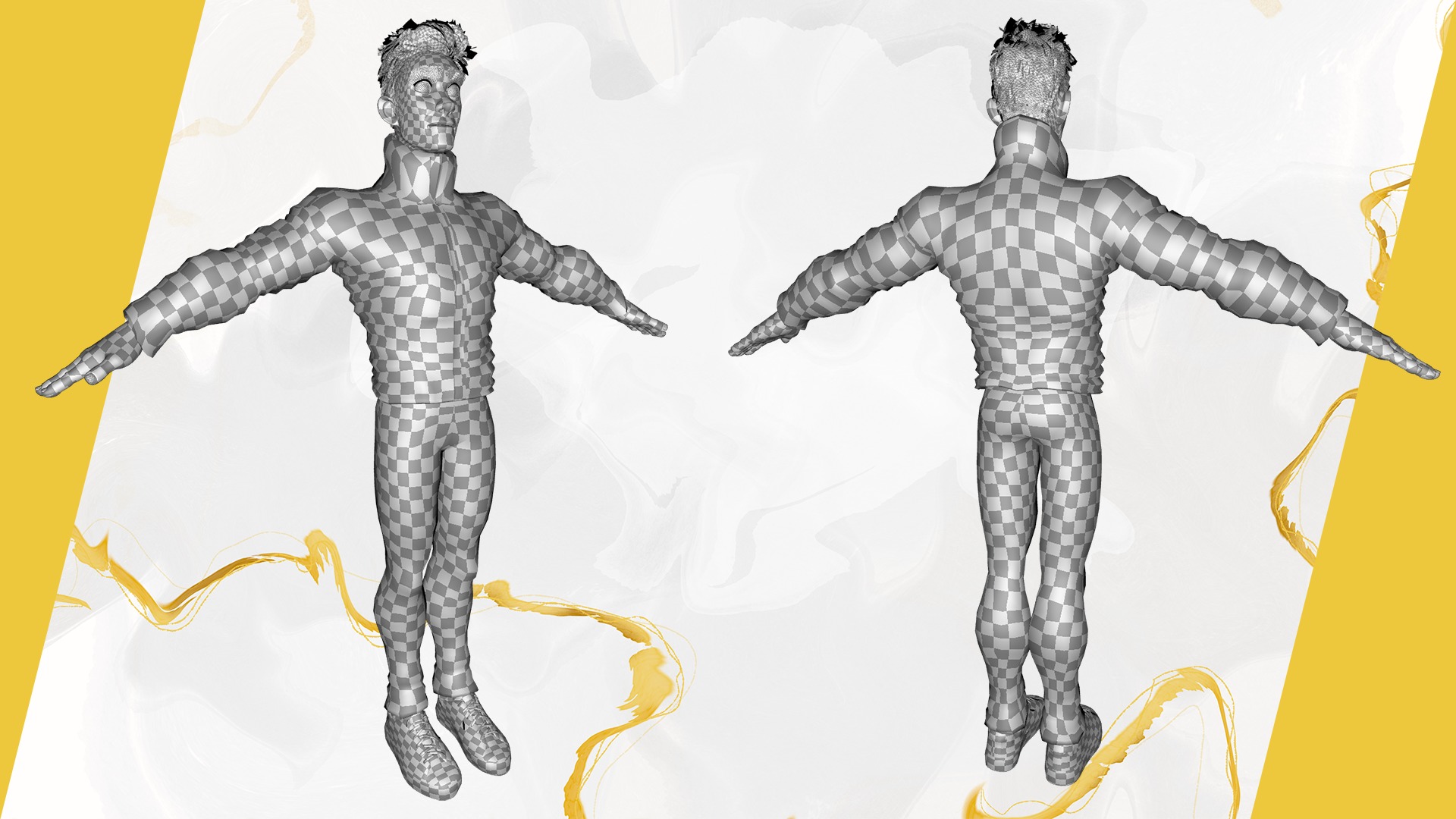 Stylized Man in blue winter jacket Low-poly 3D model_29