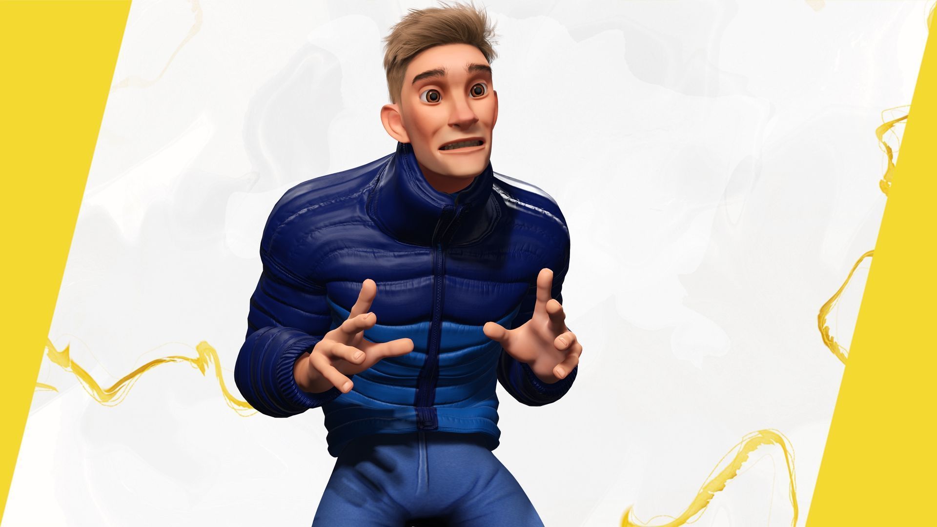 Stylized Man in blue winter jacket Low-poly 3D model_7