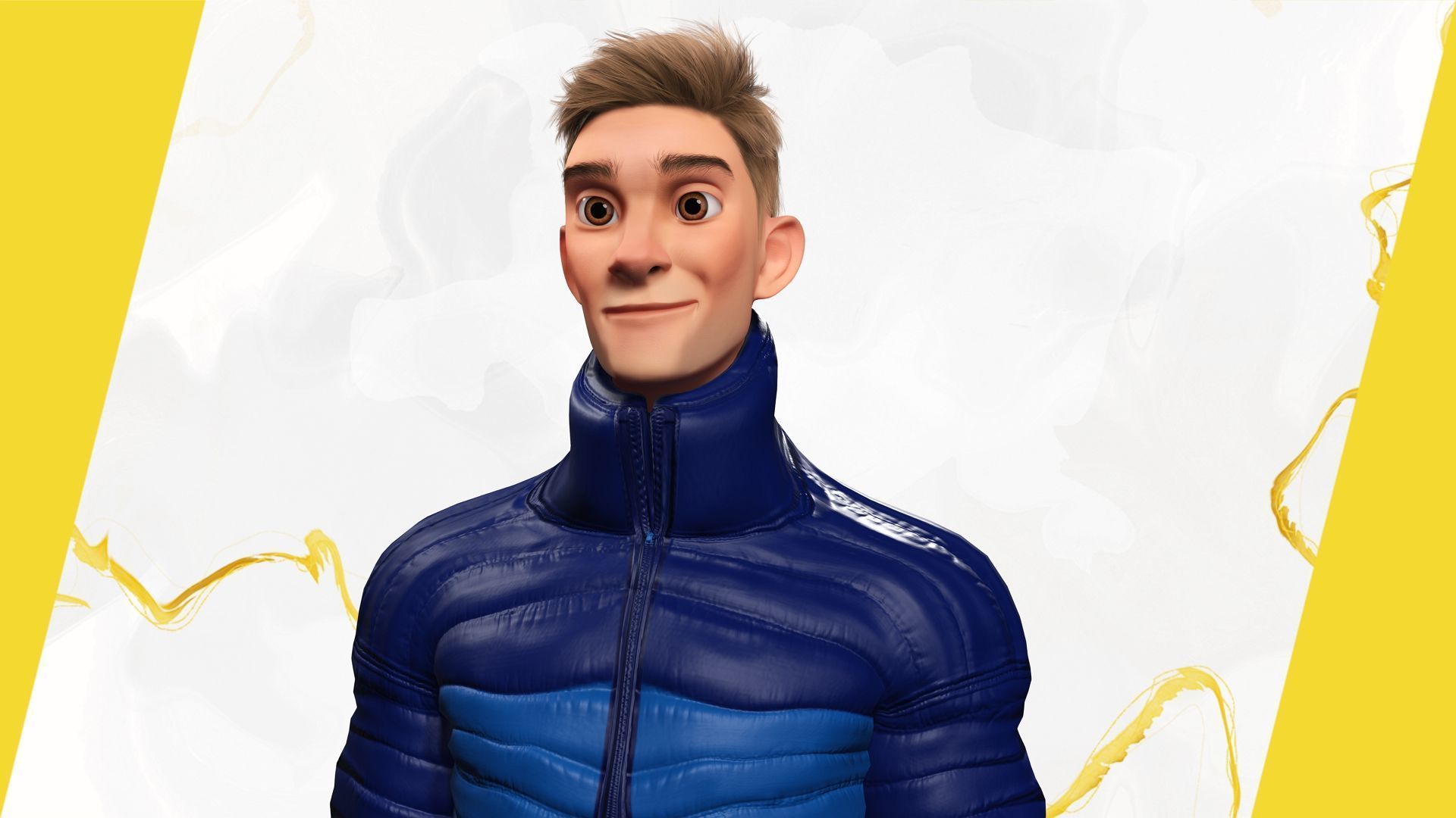 Stylized Man in blue winter jacket Low-poly 3D model_16