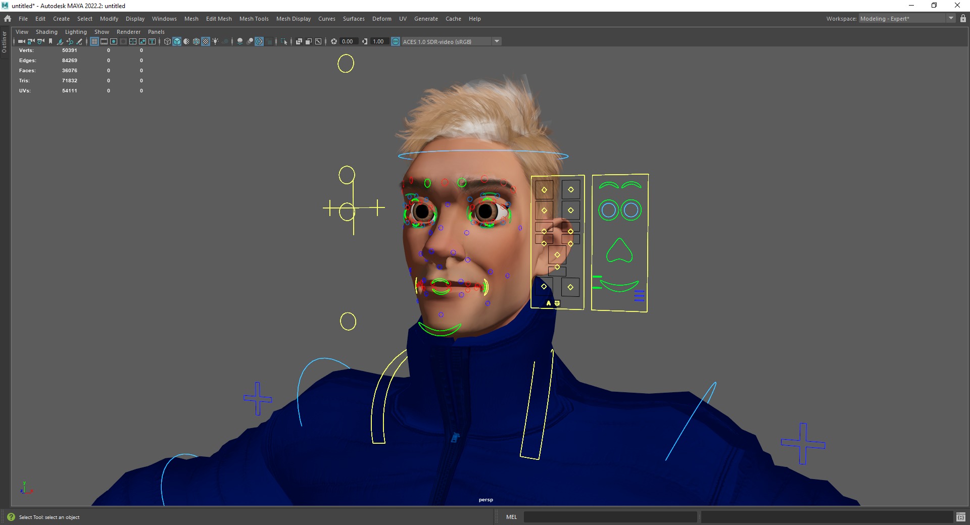 Stylized Man in blue winter jacket Low-poly 3D model_24