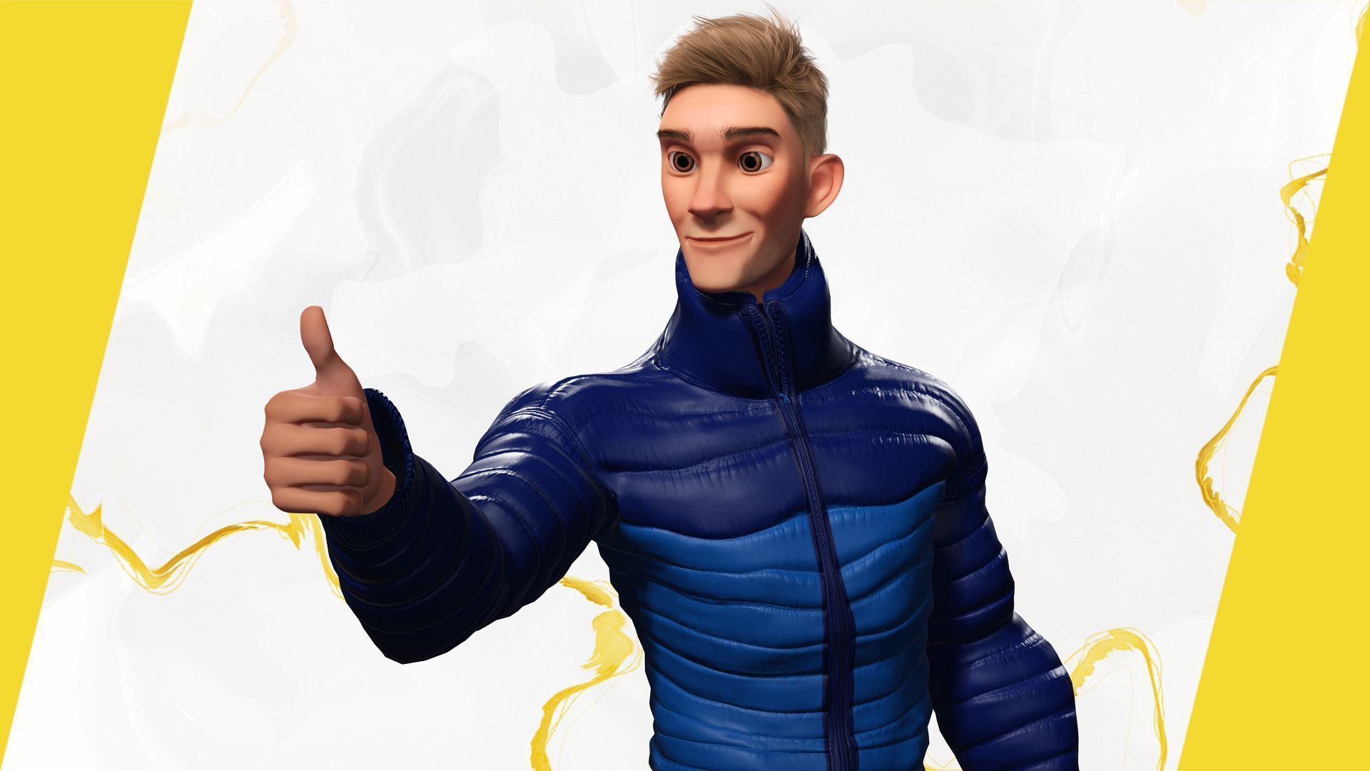 Stylized Man in blue winter jacket Low-poly 3D model_8