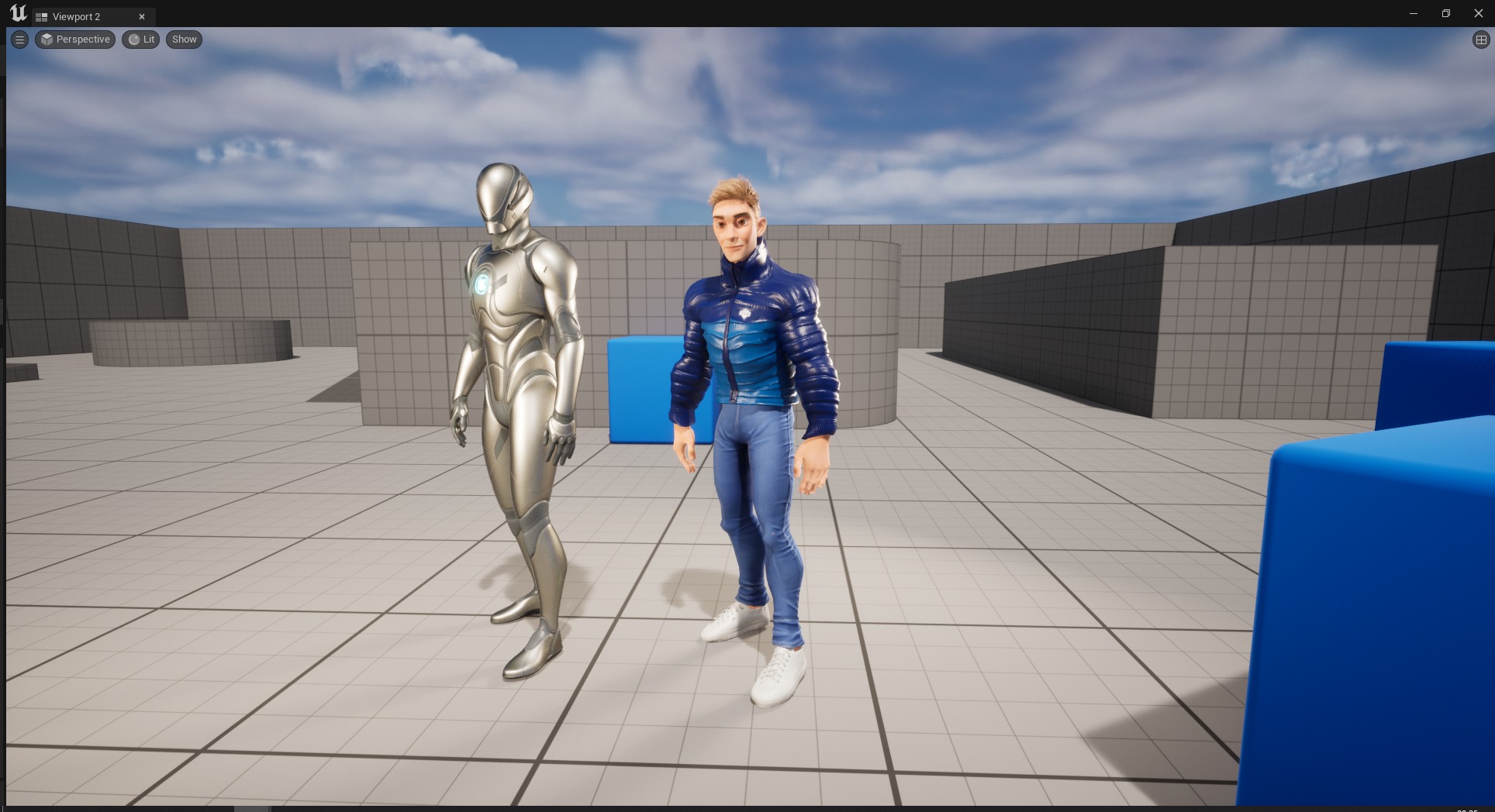 Stylized Man in blue winter jacket Low-poly 3D model_27