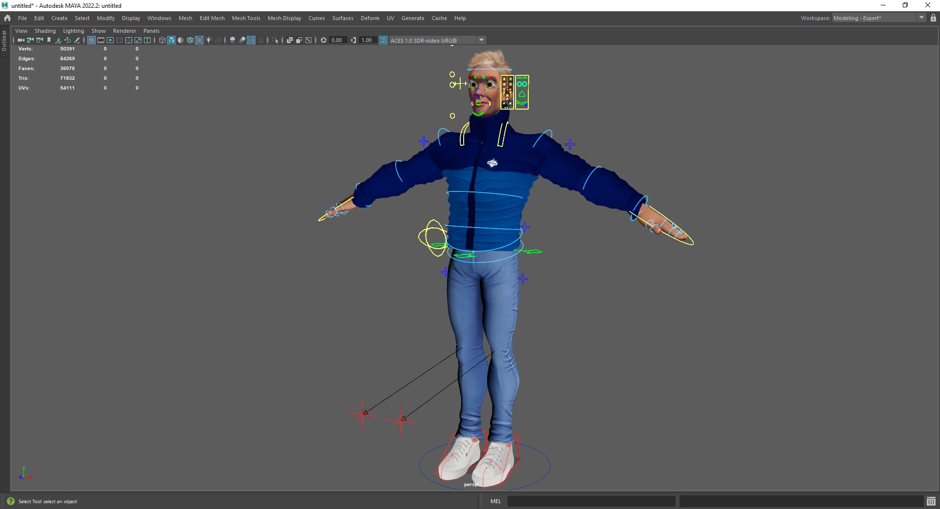 Stylized Man in blue winter jacket Low-poly 3D model_23