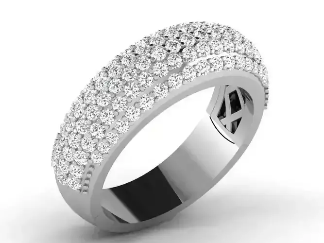 Light Weight White Gold Diamond Ring DR-6564 3D print model