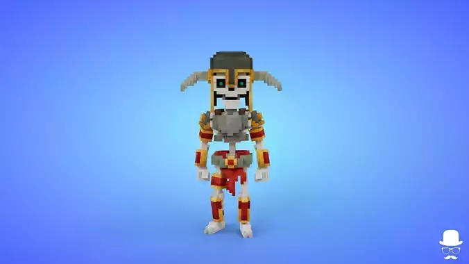 Voxel Skeleton Warrior 2 - 3D Fantasy Character Game Asset