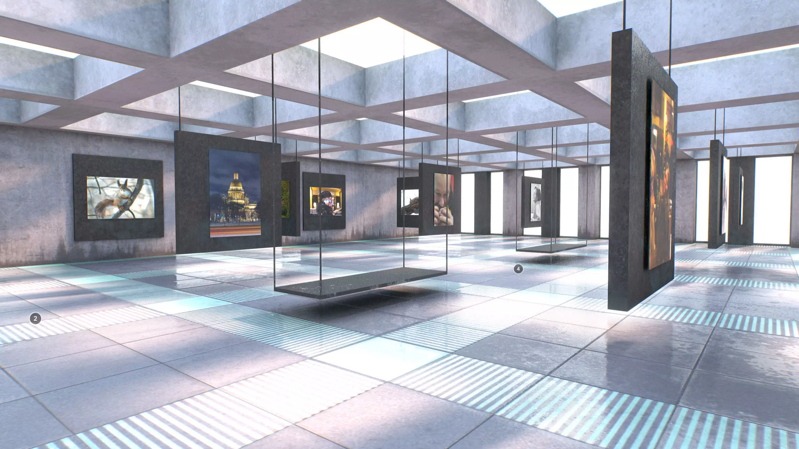 G0028 VR Art Gallery Quad 2020 Low-poly 3D model_0