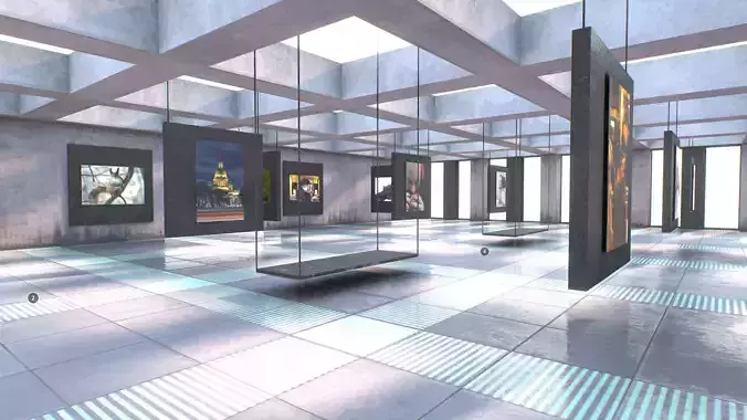 G0028 VR Art Gallery Quad 2020 Low-poly 3D model