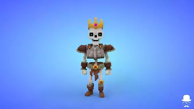 Voxel Skeleton Warrior 3 - 3D Fantasy Character Game Asset