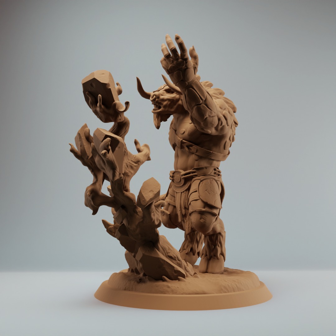 Minotaur elemental warrior with axe - two variations 3D print model_1