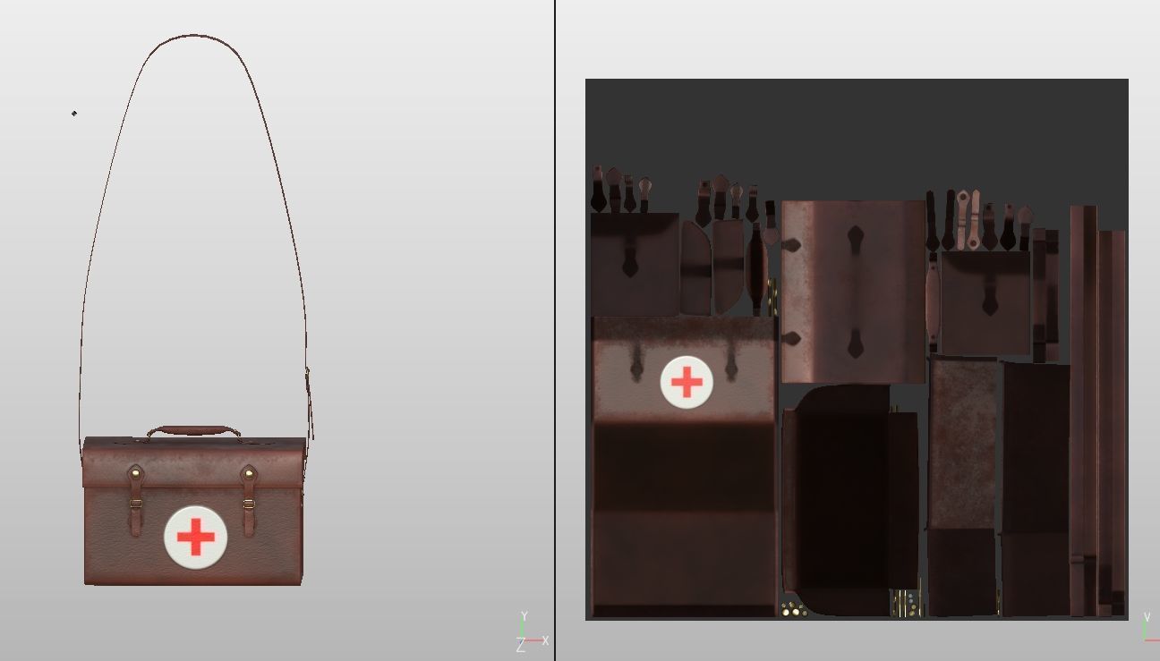 Military First Aid Kit Bag  Low-poly 3D model_9