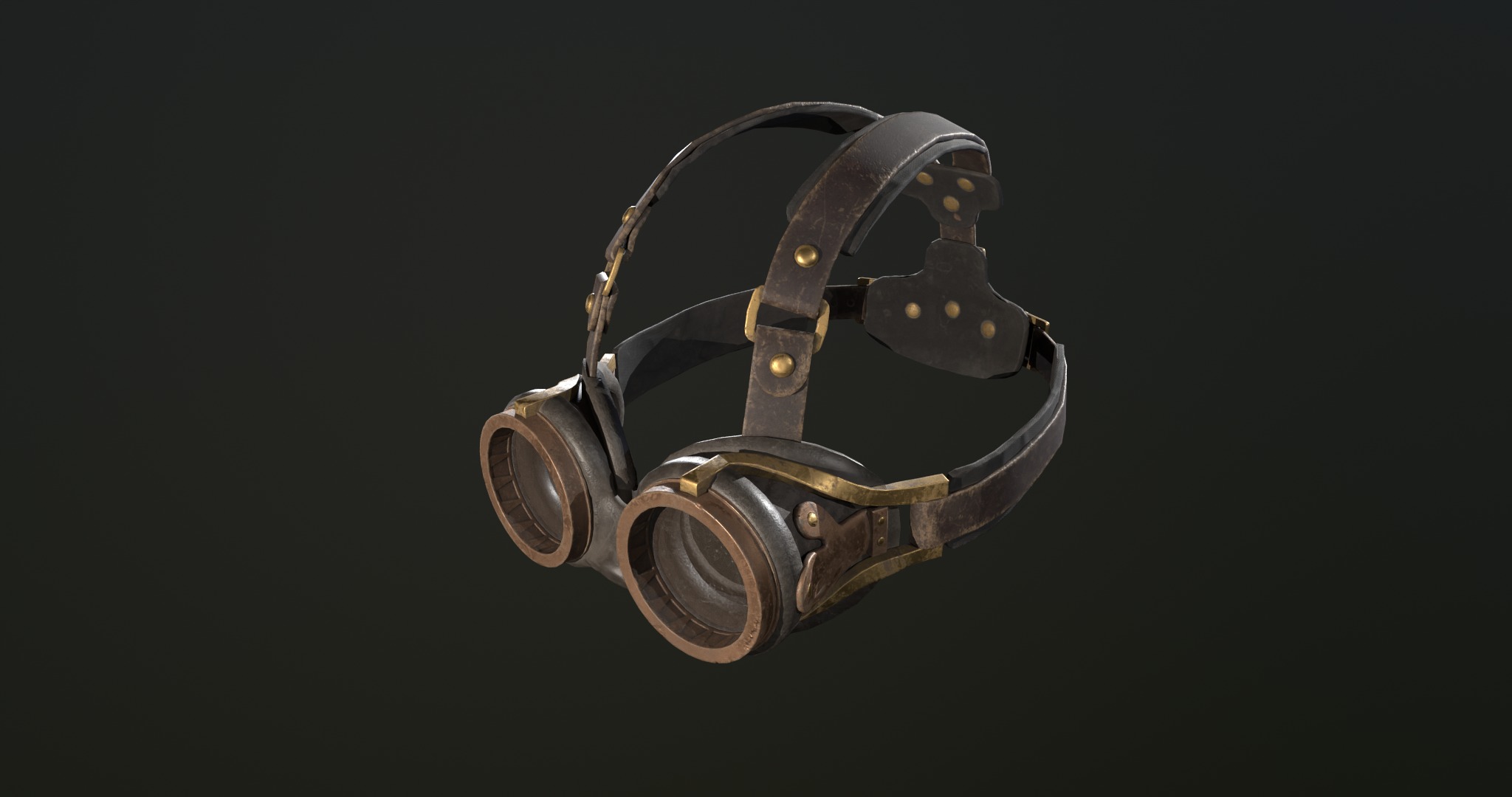 Steampunk mask set - game ready Low-poly 3D model_5